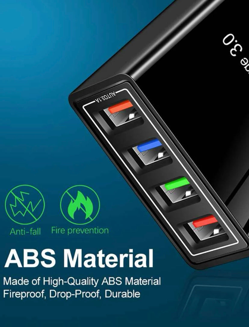 Portable 4-Port USB Wall Charger
