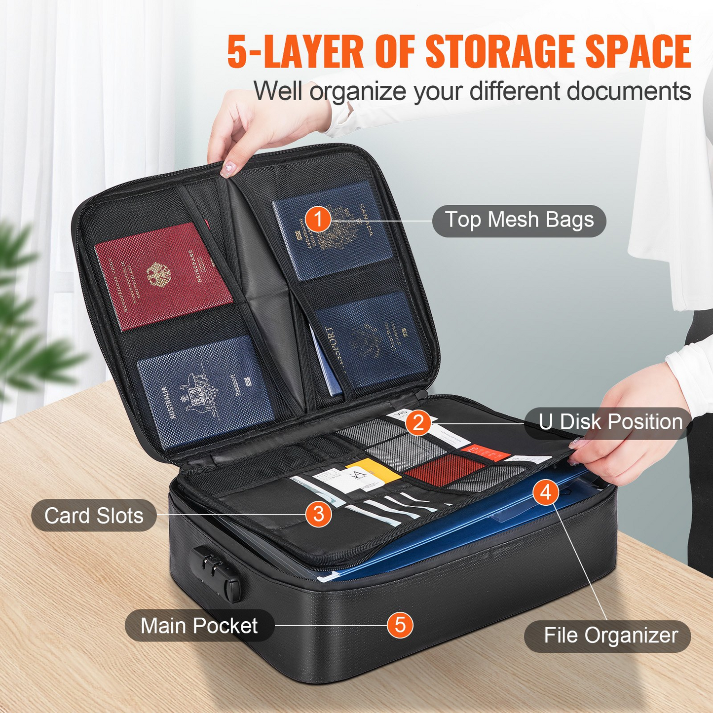 VEVOR 2000℉ Fireproof Waterproof Document Box