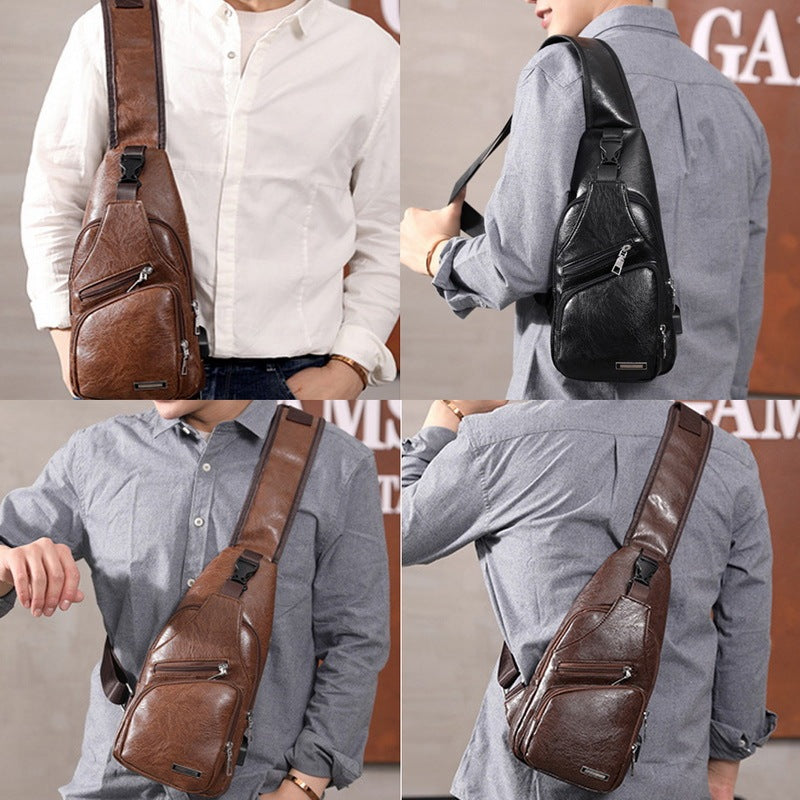 Men's USB Charging Crossbody Chest Messenger Bag