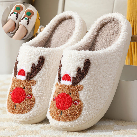 Christmas Elk Soft Cozy Winter Slippers