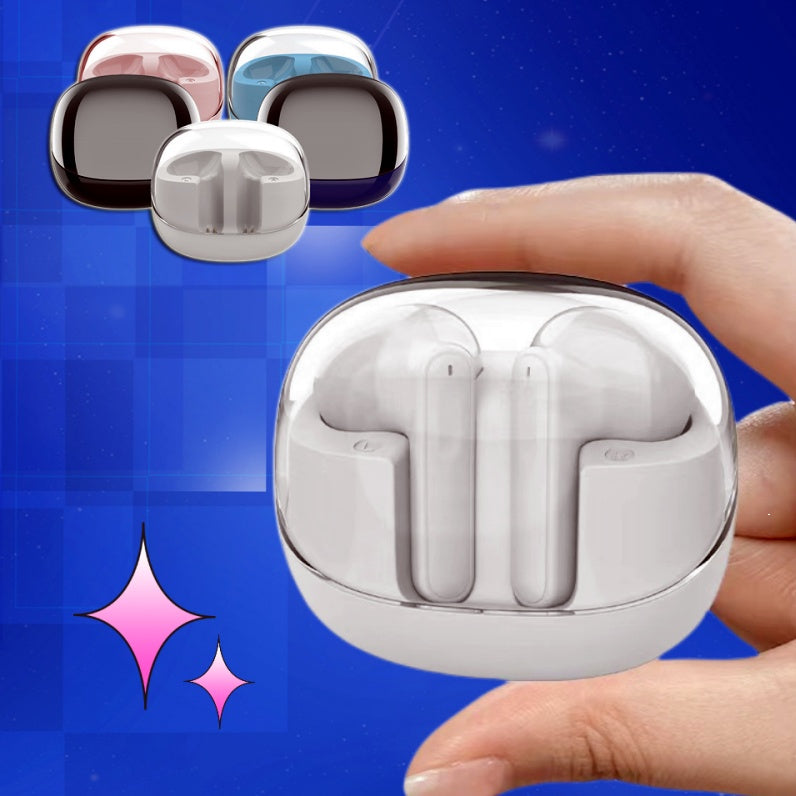 Wireless Bluetooth-Compatible Headset with Transparent Mini Bin - SMDShopping