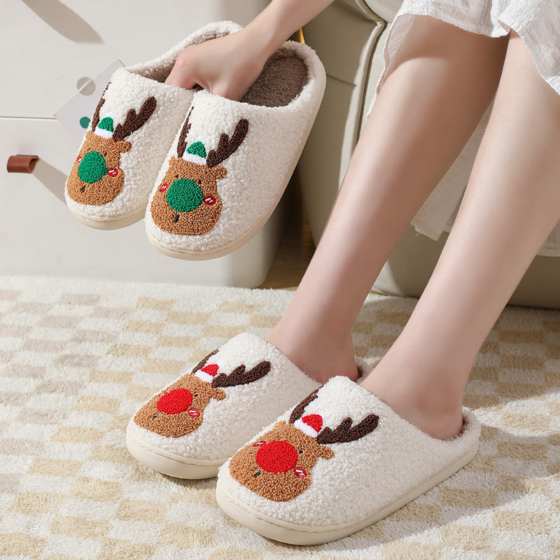 Christmas Elk Soft Cozy Winter Slippers