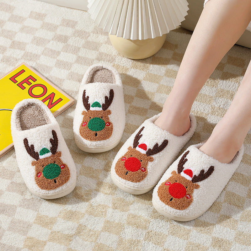 Christmas Elk Soft Cozy Winter Slippers